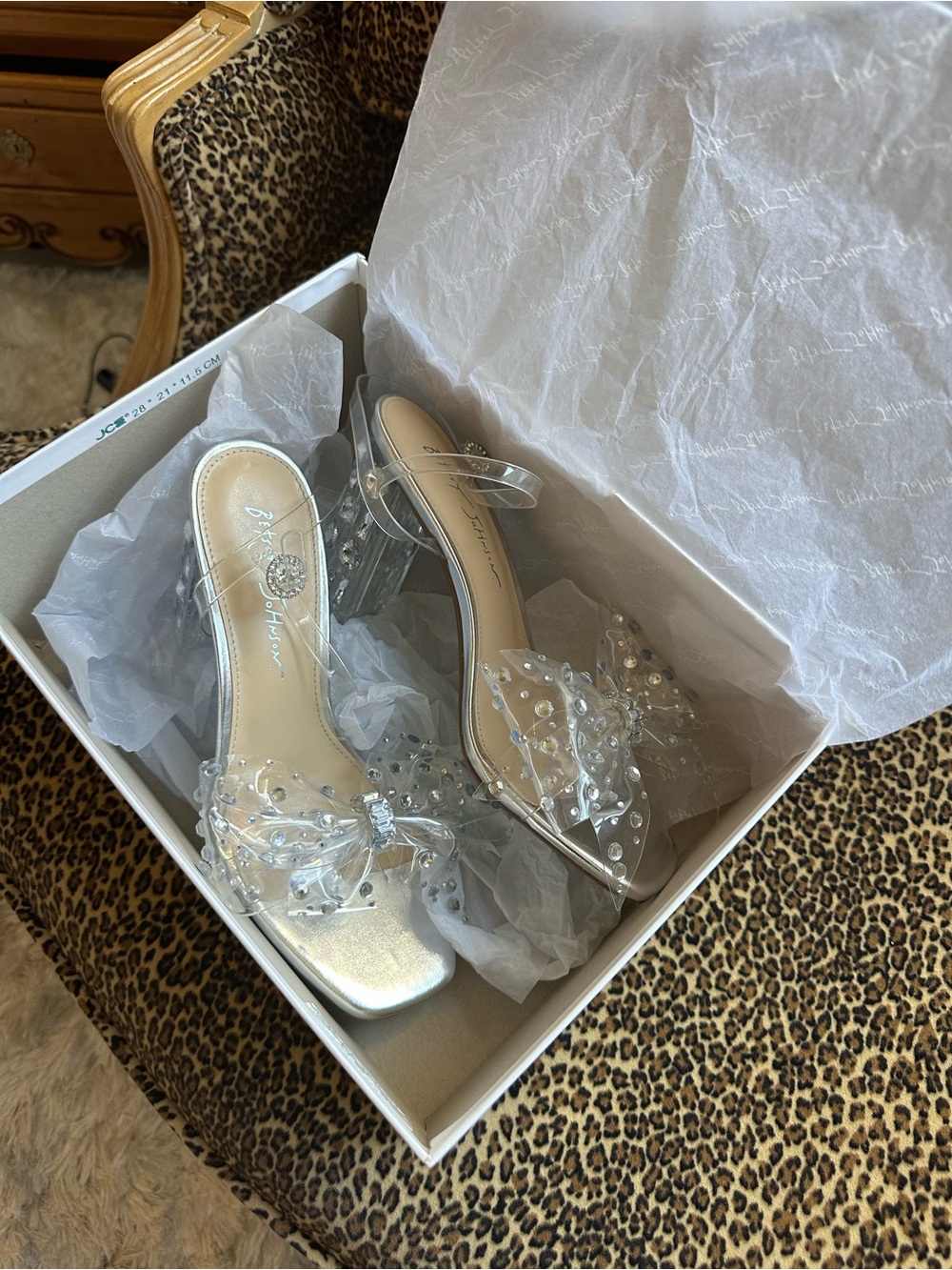 Betsey Johnson Clear Crystal Embellished Block Heel Sandal - Picture 6 of 7